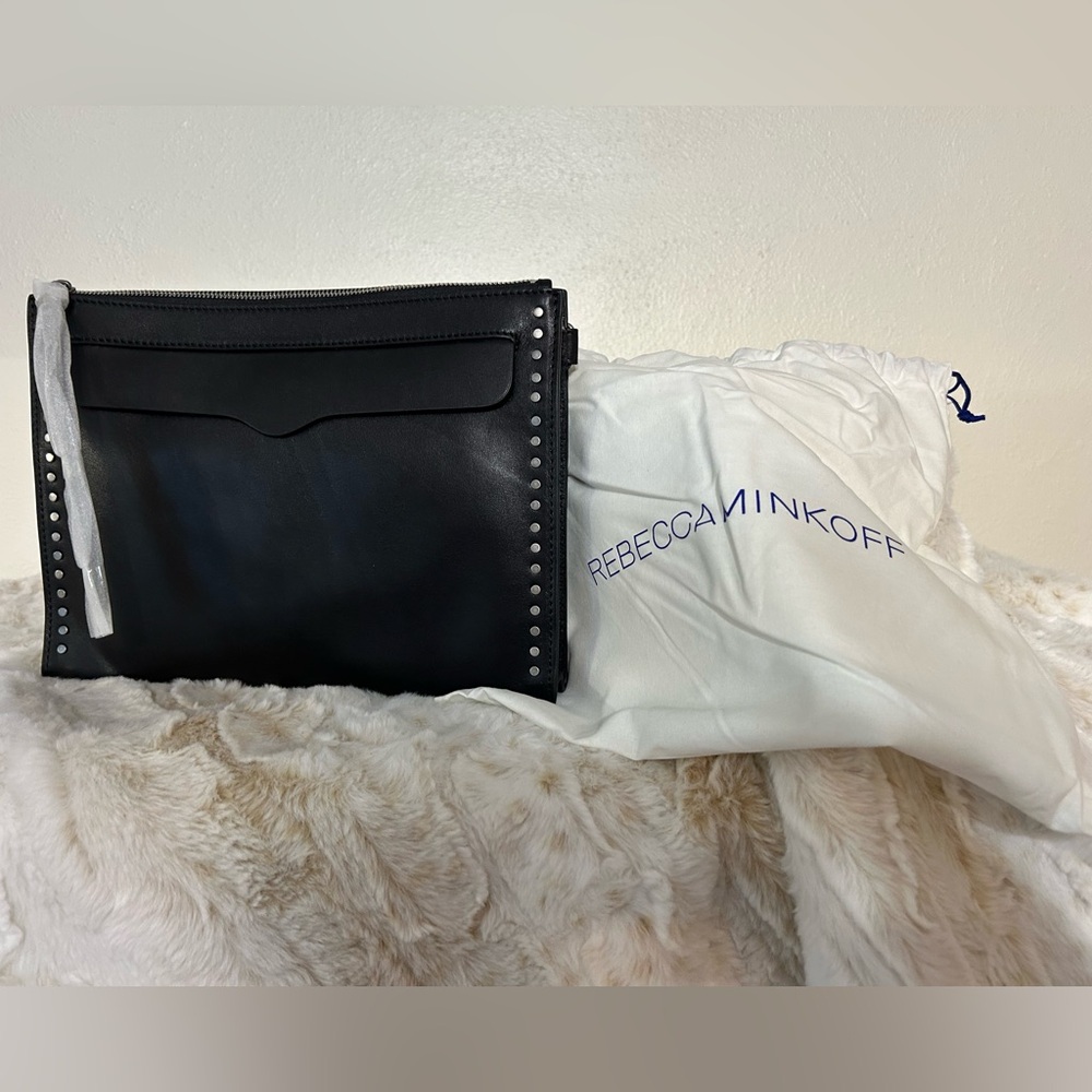 NWT Rebecca Minkoff Black Studded Clutch